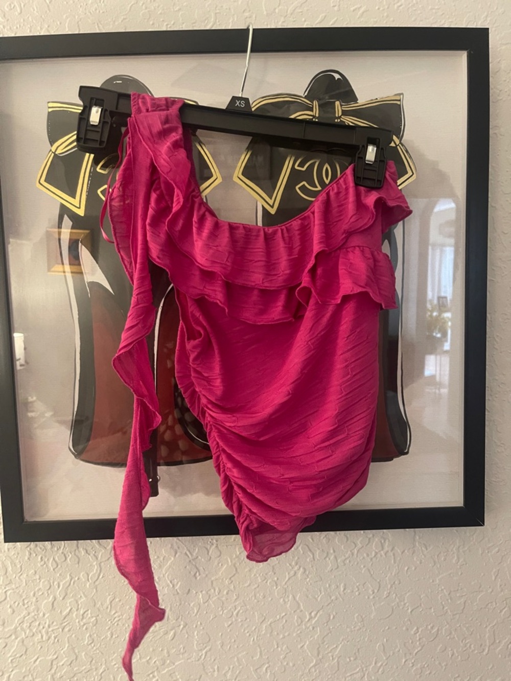 Fuchsia Ruffle One-Shoulder Top